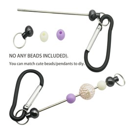 MyyYiTar 10 Pcs Beadable Keychian Bars Small Carabiner Clips DIY Beaded Key Chains Charm Crafts, Black(No Beaded Included)