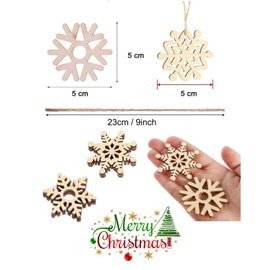 Wooden Snowflake, 50pcs Unfinished Wooden Ornaments Snowflake Cutouts Hollowed Snowflakes Christmas Tree Hanging Ornaments Christmas Decoration DIY Crafts Decor with Strings…
