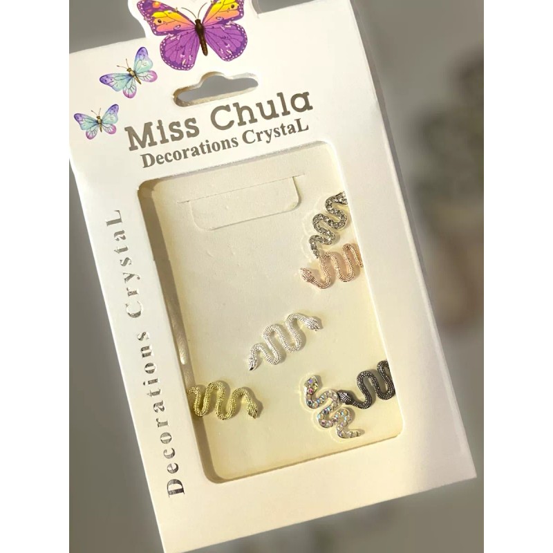 MISS CHULA 6 Dijes 3d Serpiente Víbora Cristales Decoración Para