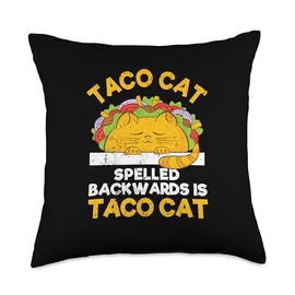 Tacocat Spelled Backwards is Taco Cat Cinco De Mayo Cats Throw Pillow