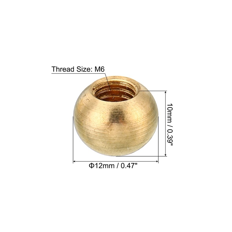 PATIKIL 5pcs M6x1 Screw Cap Nut Knob Brass Ball Lamp