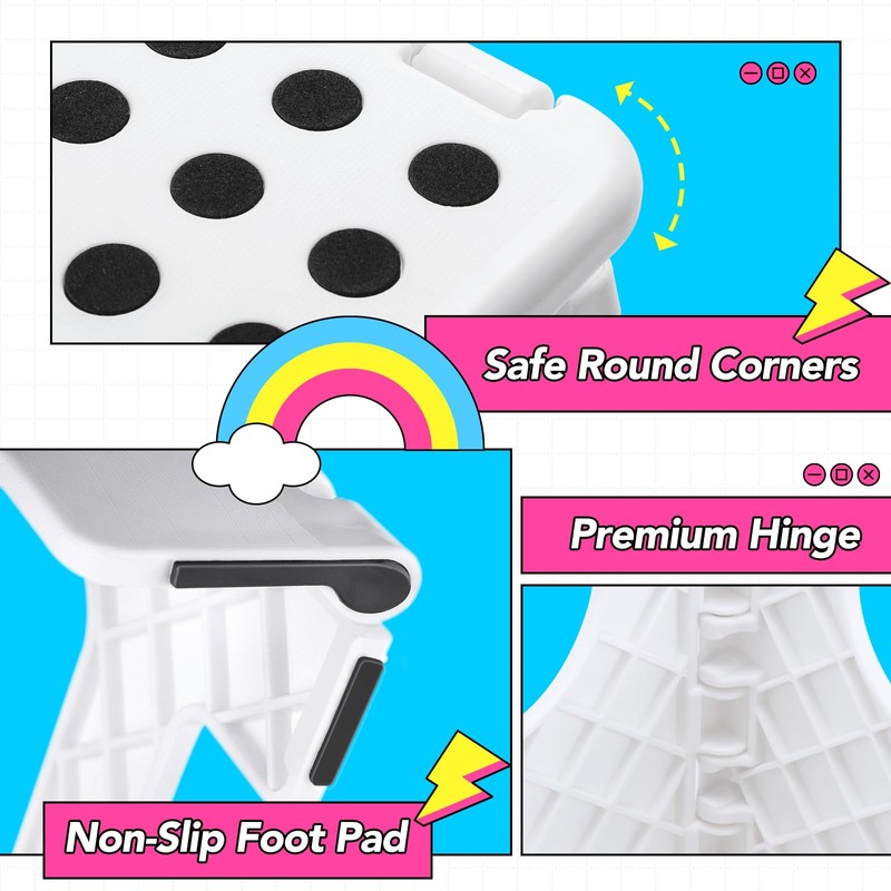 Delxo Folding Step Stool,11 Inch Non-Slip Foldable Step Stools for