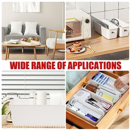 Keboyoe 10 Pcs White Plastic Storage Baskets Small Storage Baskets Plastic Baskets for Storage with Handles Mini Storage Boxes Rectangle for Shelves Kitchen Office Bathroom and Home(26.7 x 9.5 x 9 cm)