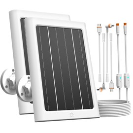 5W Solar Panel for Ring Spotlight Cam Plus/Pro and Stick Up Cam Battery, Solar Power Charger for Ring Cam with Indicator Light,13ft Cable IP66 Solar Panel USB-C and DC Ports(2 Pack)