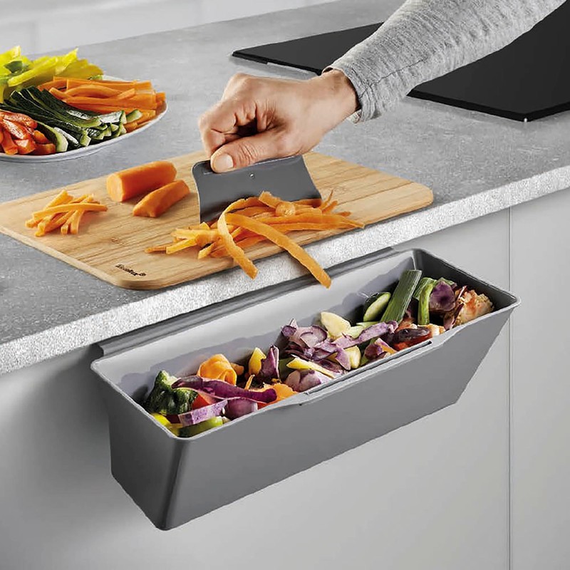 Metaltex Collection tray for kitchen waste, grey, 35 x 16