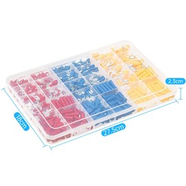 Cable Lugs Crimp Connectors Set 480 Pieces 30 Types, Electrical Connectors, Sizes 0.5-6.0 mm², Flat Plugs, Blade Receptacles, Ring Terminals, Round Plugs, Round Sockets, Shock Plugs