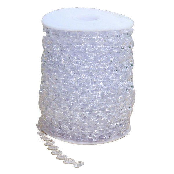 99ft Clear Bead Garland, Clear Acrylic Crystal Strand Roll for