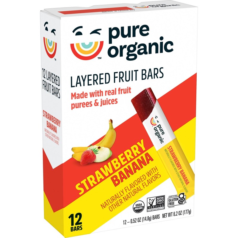 Pure Organic Layered Fruit Bars, Gluten Free, Vegan Fruit Snacks,