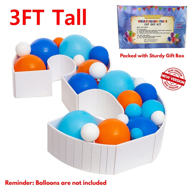 3FT Mosaic Balloon Frame Number 3 Light Up Numbers Pre-Cut