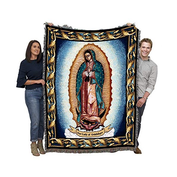 Our Lady of Guadalupe - Nuestra Señora de Guadalupe - Symbol of Catholic Mexicans - Mexico - Cotton Woven Blanket Throw - Made in The USA (72x54)