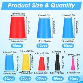 200 Pcs 8-Sizes Silicone Plugs for Round Holes, Tapered Plug Kit, 1/16" to 5/8" High Temperature Resistant Hole Plugs, Powder Coating Plugs for Coating, Round Hole, Painting Protection