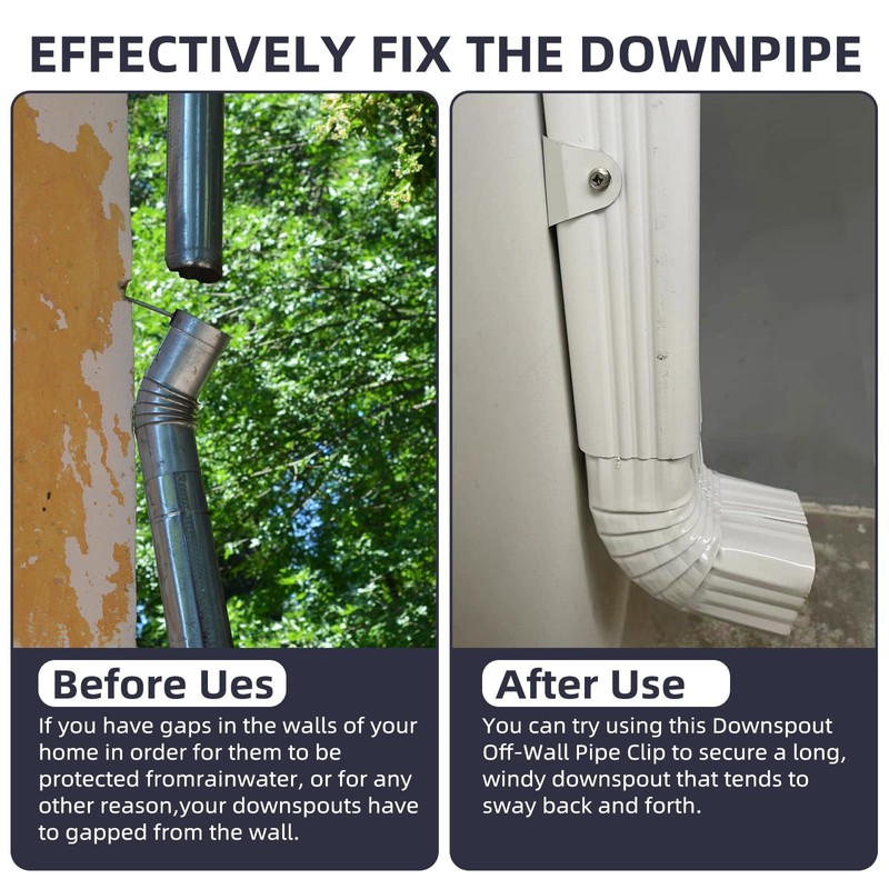 VYH Downspouts Clip 2x3 ，Gutter Downspout Bracket White （2 Pack）