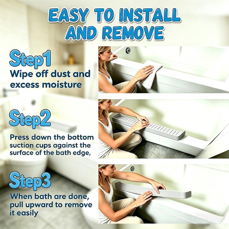 Bathtub Splash Guard with Strong Suction Cups, Silicone Splash Guard
