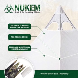 Nukem Snow Cover for Hunting Blinds - Solid White Hunting Blind Cover Designed to fit Over top of The Camouflage Print on Hunting Blind - Non UV Reflective Material with Stubble Straps, Regular