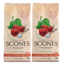 Sticky Fingers Scone Mix (Pack of 2) 15 Ounce Bags - All Natural Scone Baking Mix (Salted Caramel)