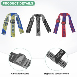 M METERXITY 3-Pack Headlamp Strap Replacement Headband, High Elastic Headlamp Adjustable Bicycles Head Band Belt for Flashlight Camping Riding [Black Gray,Yellow Blue,Red Blue, 1.65"/42mm]