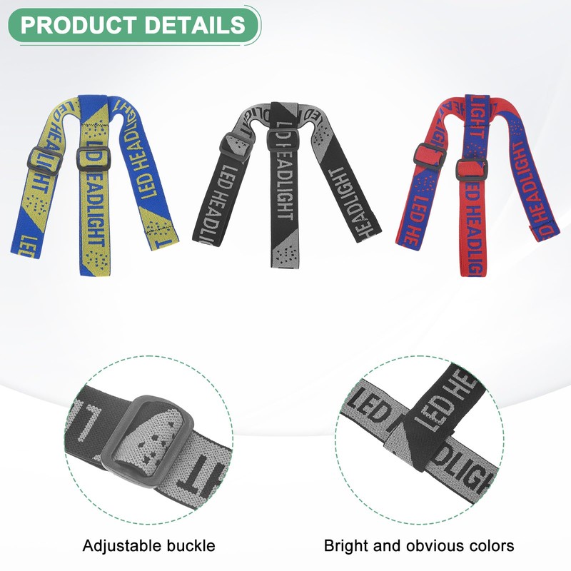M METERXITY 3-Pack Headlamp Strap Replacement Headband, High Elastic Headlamp
