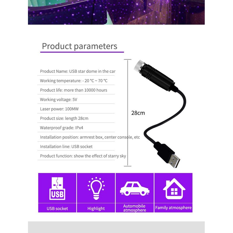Tiardey Star Night Light Projector,USB Adjustable Romantic Projector Night Light