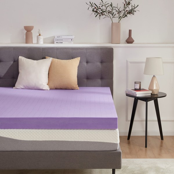 SINWEEK 4 Inch Gel Memory Foam Mattress Topper Ventilated Soft