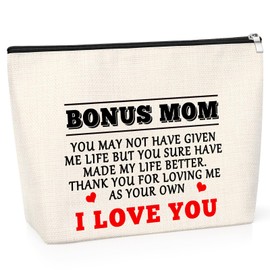 Thank You Gift for Mom to My Mum Gift Makeup Bag Bonus Mom Gift from Daughter Stepmom Gift Appreciation Gift for Mother in Law Cosmetic Bag Mum Mothers Day Birthday Gift Bonus Mom Gift