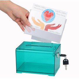 Adir Suggestion Box with Slot and Lock – Acrylic Donation Box for Fundraising, Drawing Box for Raffle, Funraiser Box, Tip Box with Lock - 6.25x4.5x 4 Inches voting box with slot and Sign Holder