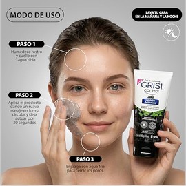 Gel Exfoliante Facial Grisi Control Carbón Activado 150 g - Para Piel Mixta a Grasa con Acné, Barros, Espinillas, Puntos Negros o Imperfecciones, Ayud