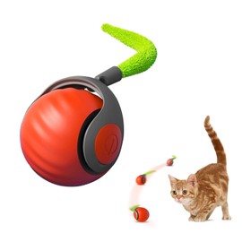 Kinizuxi Interactive Cat Toys for Indoor Cats, Rechargeable Moving Cat Ball with Feather Tail, 2 Speeds Automatic Kitten Toys for Bored Indoor Cats,Motion Activated Rolling Ball Toys (Orange)