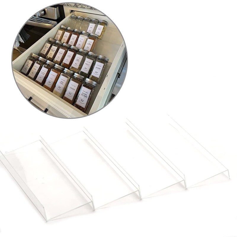 AyeVision Set of 4 Spice Jars Rack Plastic Drawer Organizer