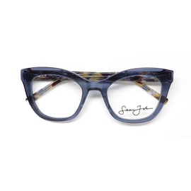 Sean John 6033 Cat Eye Eyeglass Frame/Glasses Heavy Rim Look Latest Collection [51-22-145, blue crystal]