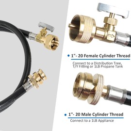 ATKKE 4FT Propane Torch Extension Hose with Shutoff Valve for Propane Tree Distribution Tree Post,1lb Tank Cylinder,T and Y Connector,Portable Grill, Camping Stove and More