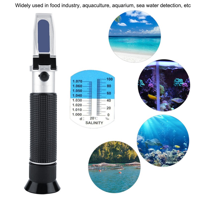 Handheld 0-100% Salinity Refractometer Salinometer Sea Water Salt Concentration Tester