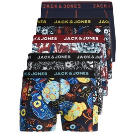 JACK & JONES 12204864 Men's Underpants, 5 Pairs of Boxer Shorts, White, Black, Blue, Grey Trunks