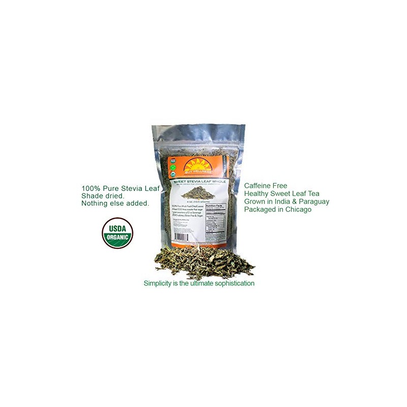 Buy Wellness Organic Stevia Leaf Pure Loose Leaf Stevia Shade