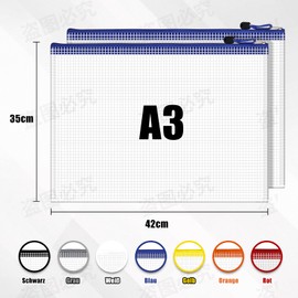 Document Wallet A3-14 Pieces Transparent Document Folder with Zipper, Mesh Plastic Bag for Files, Papers, Documents, Cosmetics, Toy Components, Homework and Travel
