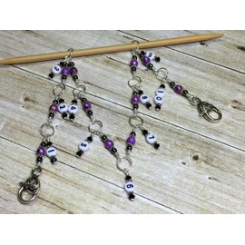 Purple Chain Style Knitting Row Counter for Knitters, Number Stitch Markers for Progress Tracking