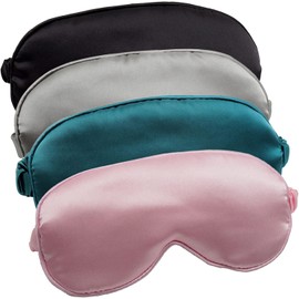 Sleep Mask, 4 Pack Silk Eye Mask, Soft Satin Blindfold Elastic Strap Night Eyeshade Travel Nap for Women Men, Eye Sleep Shade Cover, Blocks Light Reduces Puffy Eyes Gifts