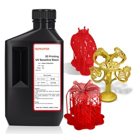 Reprapper Casting 3D Printer Resin, Castable LCD UV-Curing 1kg 3D Printing Resin, Easy to Print and Use, High Resolution 405nm Photopolymer 3D Resin for Jewelries, Bracelet and Metal Parts,Red