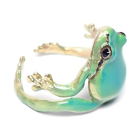 Hilufiet Latest-Tree Frog Ring, Adjustable Tree Frog Ring, Creative Frog Ring, Open Frogs Shaped Delicate Frog Ring for Women-Blue