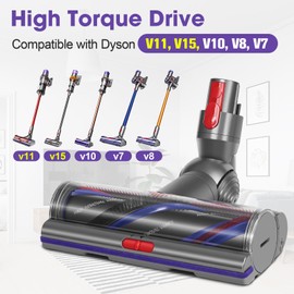 DrRobor V11 V15 High Torque Brush Head Replacement Compatible with Dyson V7 V8 V10 V11 V15 Vacuum Cleaner, Suction Control Anti-Tangle Deep Clean for Carpets & Hard Floor