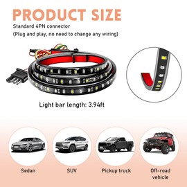 Ohleats Tailgate Light Bar, 47" LED Tailgate Light Reverse Brake Turning Signal Light Bar, Universal Rear Light Strip for Most Pickup Trailer Truck, Exterior Car Accessories (Single Row)