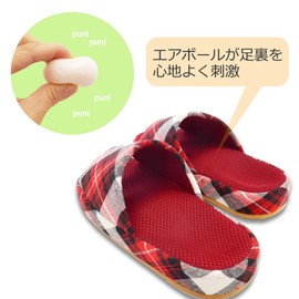 Okumura AAAAAA6910 BL Slippers, Sole, Acupuncture Point, Open Front, Mesh, Comfort, L Size, Blue Tartan Check
