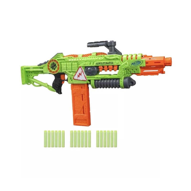NERF Revoltinator Zombie Strike Toy Blaster with Motorized Lights Sounds