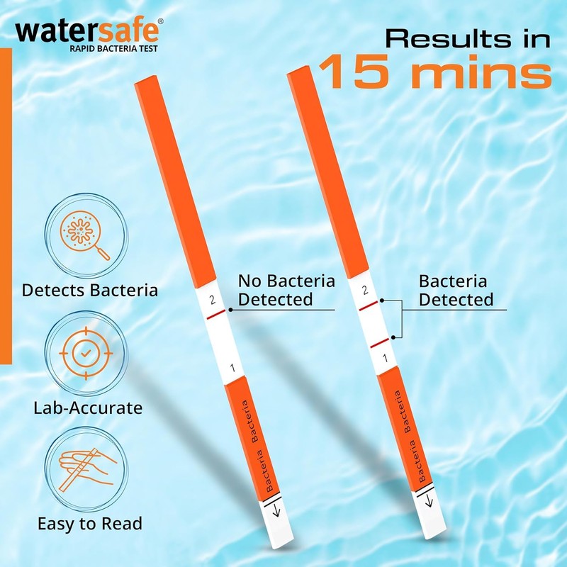 Watersafe Rapid Bacteria Test 10-Pack. Detects E.coli, Pseudomonas in 15