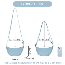 Aucuu Crescent Bag, Nylon Dumpling Bag for Women, Hobos Crossbody Bag with Adjustable Strap, Women's Casual Messenger Bag, Solid Color Chest Bag Shoulder Bag for Daily Use