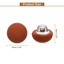 HARFINGTON 10 botones cubiertos de tela de 10 mm de diámetro, vástago de metal redondo, botones de costura de repuesto para decoración de ropa, accesorios de bricolaje, rojo óxido
