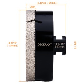 4-5/16" Diamond Hole Saw, 110mm Tile Hole Saw Drill Bit Diamond Tipped for Granite Marble Ceramic Glass Porcelain Quartz Tiles Stones Countertop, Core Drill Bits with 5/8-11 Thread for Angle Grinders