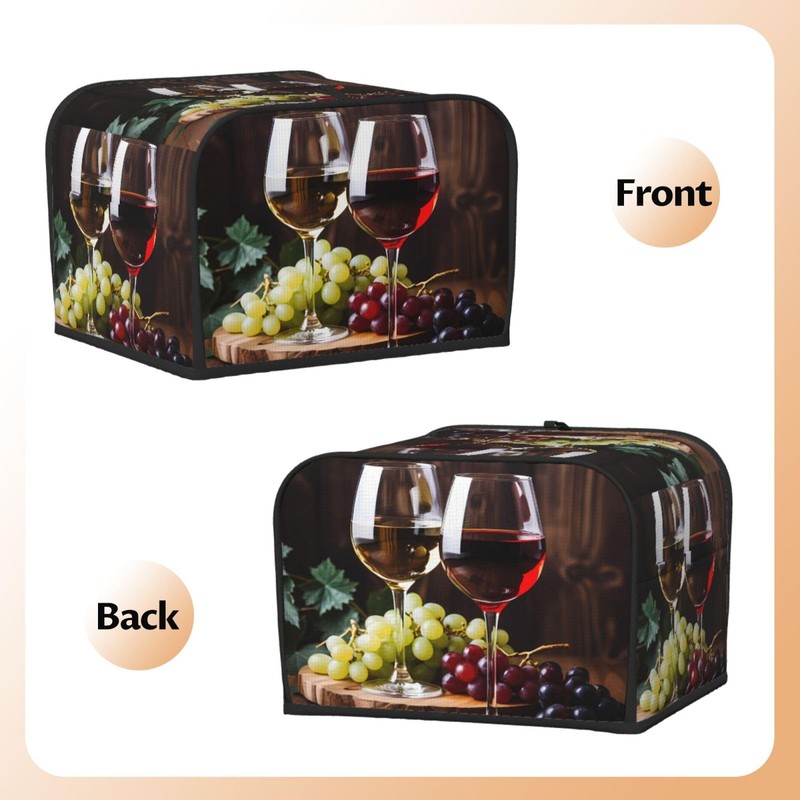 DXTKWL Toaster Cover 4 Slice Red Wine Glass Grapes Waterproof