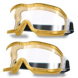 MOVNUOCA Safety Glasses Over Eyeglasses, Chemistry Lab Safety Goggles,that Fit Over Glasses,Scientific, Construction, Woodworking, Anti-Fog,Splash,Vent (1, Yellow+Yellow)