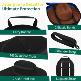 Anysiny Hat Box for Travel-Crush Proof Hat Travel Case for Fedora Hats Holder Storage Box Organizer Cap Carrier with Adjustable Carry Strap