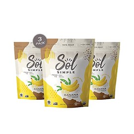 SOL SIMPLE Organic Dried Banana | 3oz Snack Pack (3 Bags Total) | One Ingredient | Vegan | Non-GMO | No Added Sugar | Fair Trade